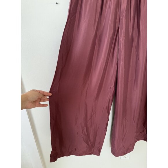 Athleta Calm Cool Relaxed Palazzo Pull On Satin Pant Berry Pink Lounge Sleepwear - Picture 4 of 7